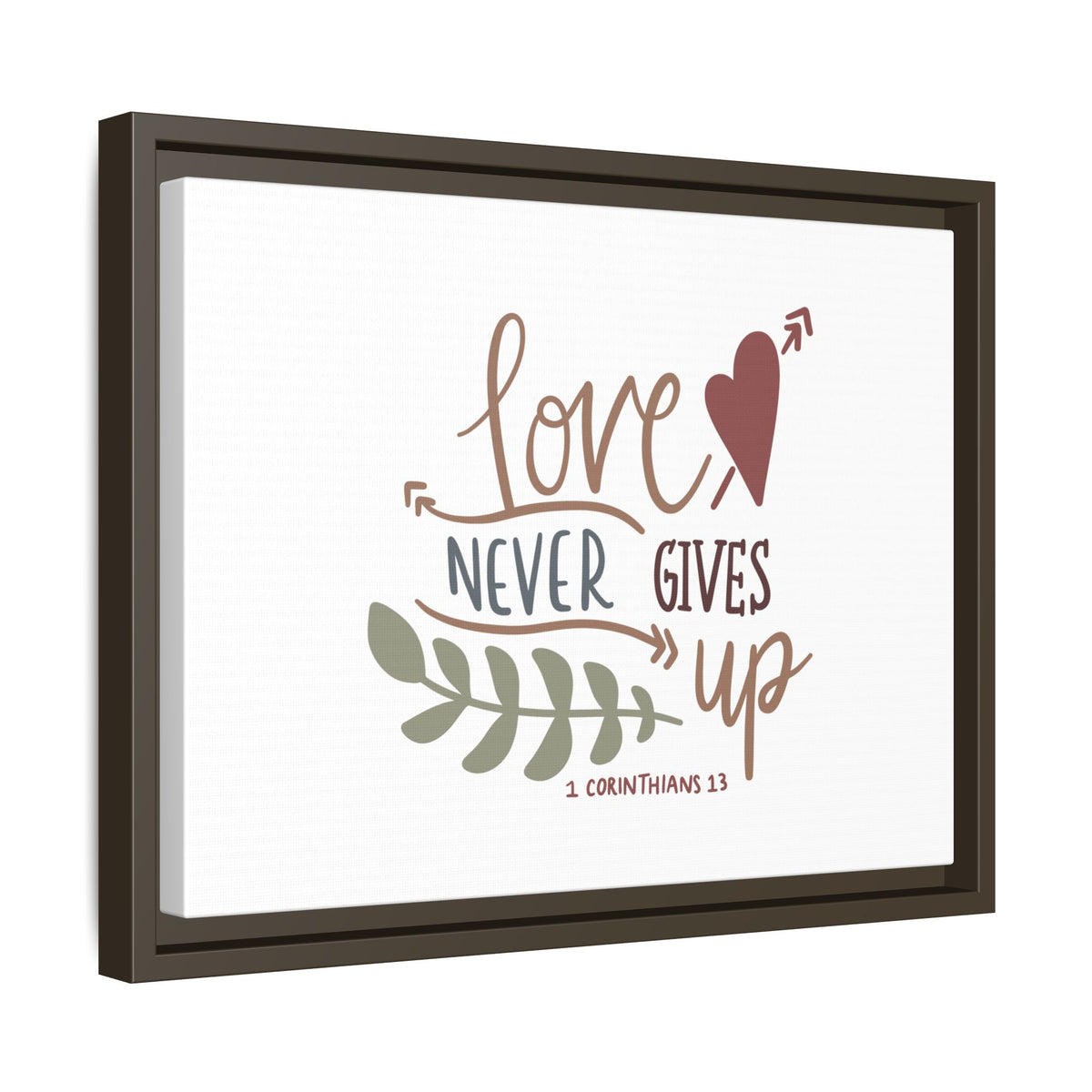 Scripture Canvas Love Never Gives Up 1 Corinthians 13 Christian Wall Art Bible Verse Print Ready to Hang
