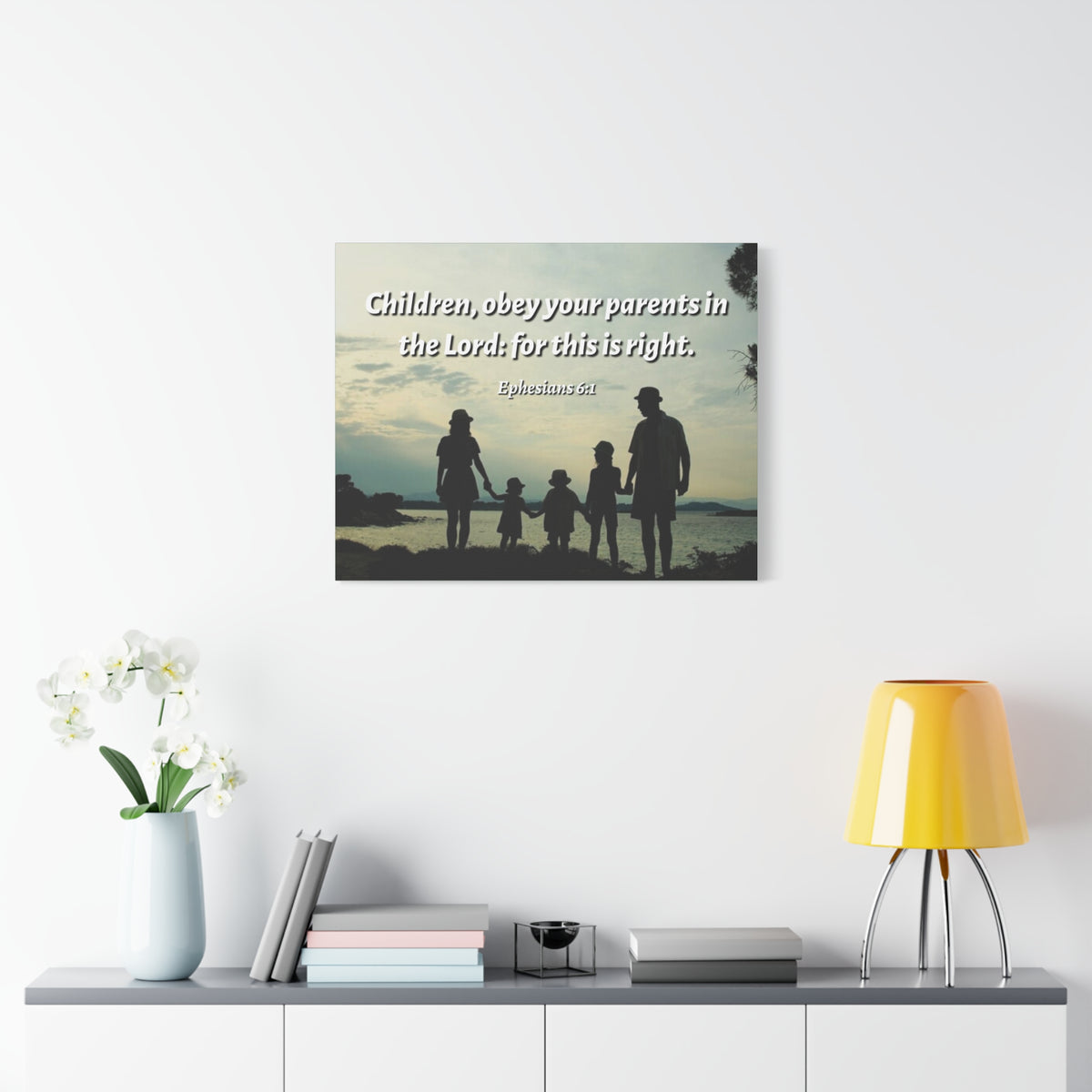 Scripture Canvas Obey Your Parents Ephesians 6:1 Christian Wall Art Bible Verse Print Ready to Hang