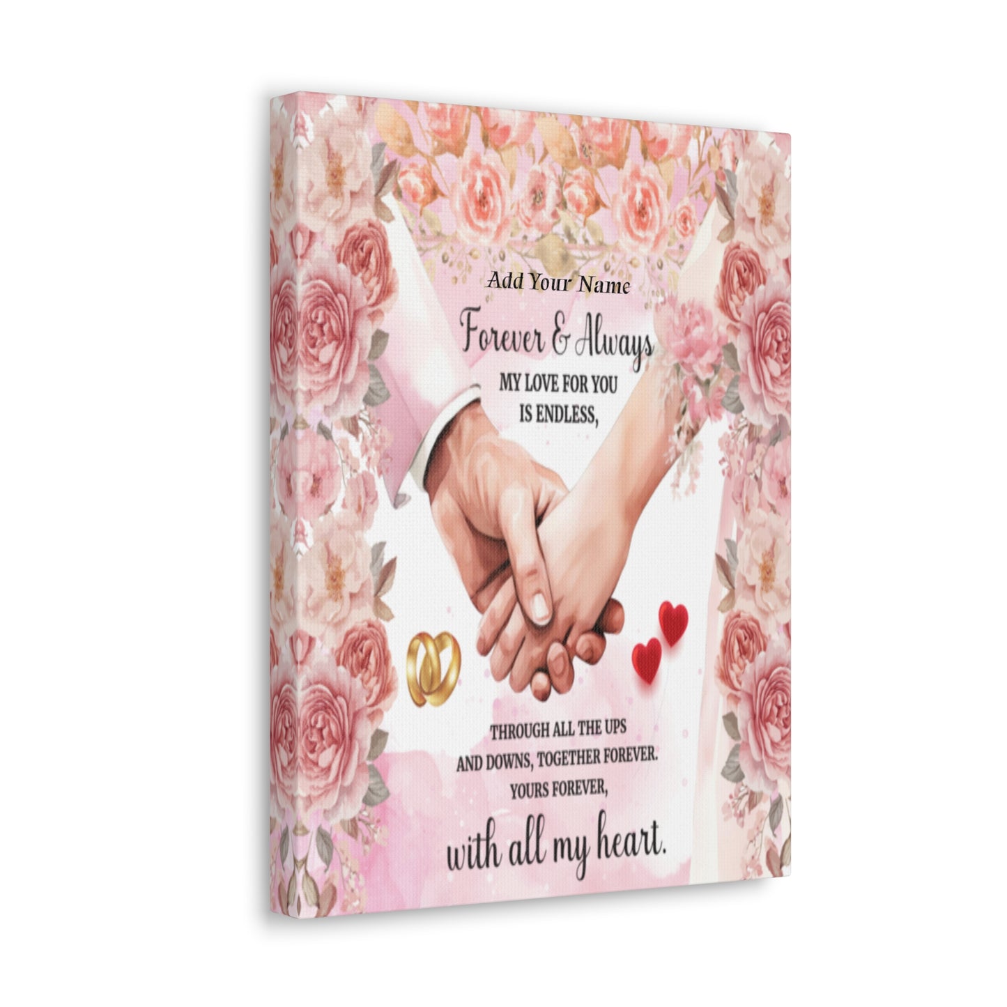 Personalized To My Wife Forever & Always Floral Canvas Wall Art – Romantic Wedding & Anniversary Gift