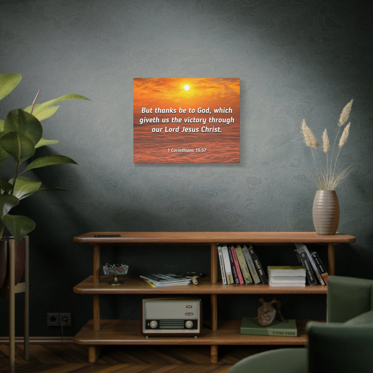 Scripture Canvas The Victory 1 Corinthians 15:57 Christian Wall Art Bible Verse Print Ready to Hang