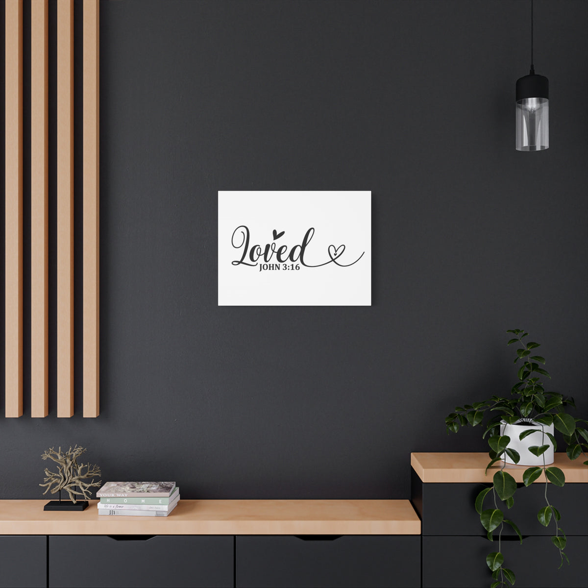 Scripture Canvas Loved Heart John 3:16 Christian Wall Art Bible Verse Print Ready to Hang
