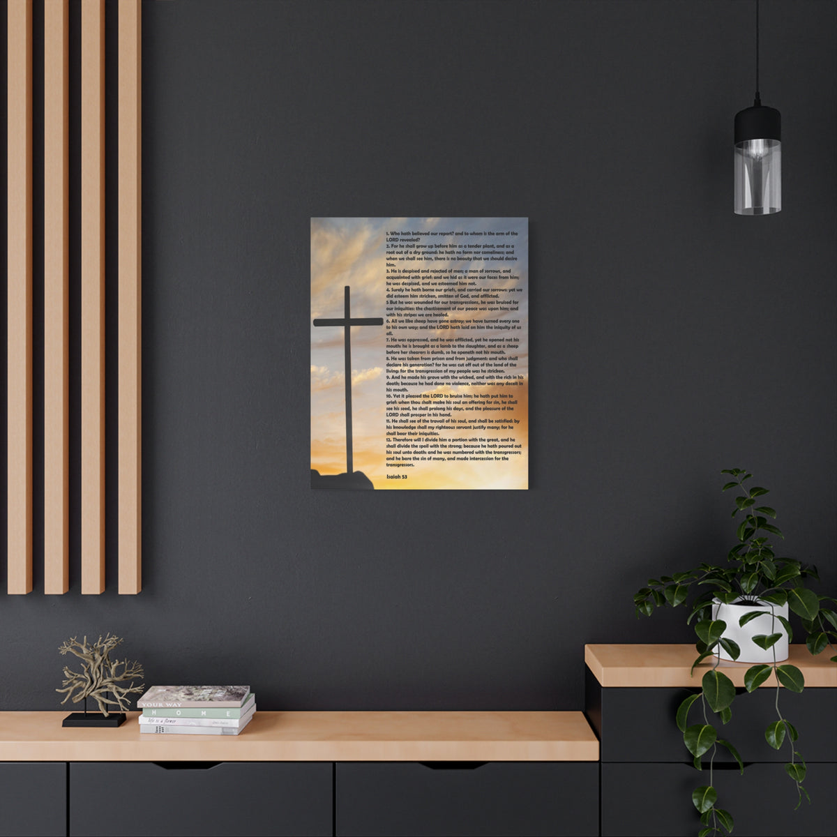 Scripture Canvas Despised and Rejected Isaiah 53 Christian Wall Art Bible Verse Print Ready to Hang