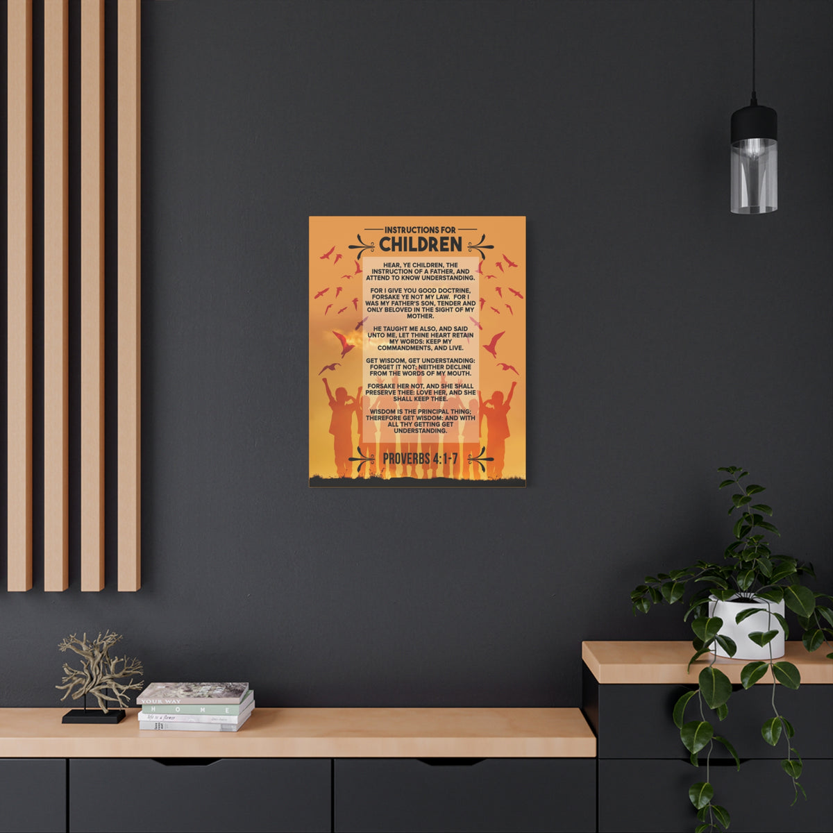 Scripture Canvas Instructions for Children Proverbs 4:1‭-‬7 Christian Wall Art Bible Verse Print Ready to Hang