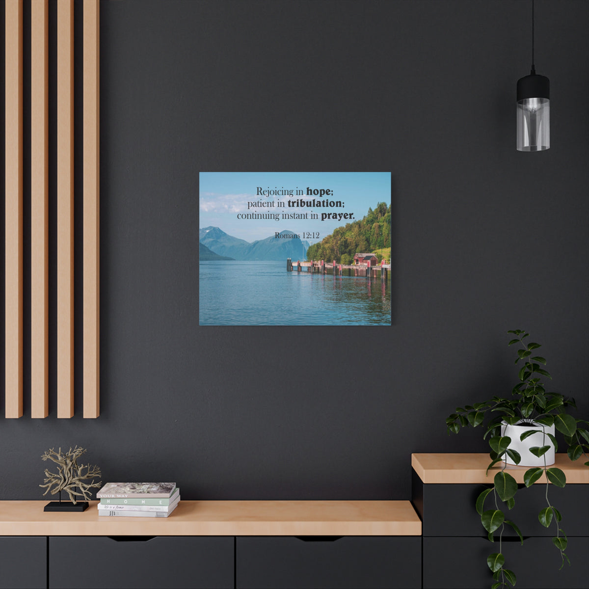 Scripture Canvas Rejoicing in Hope Romans 12:12 Christian Wall Art Bible Verse Print Ready to Hang