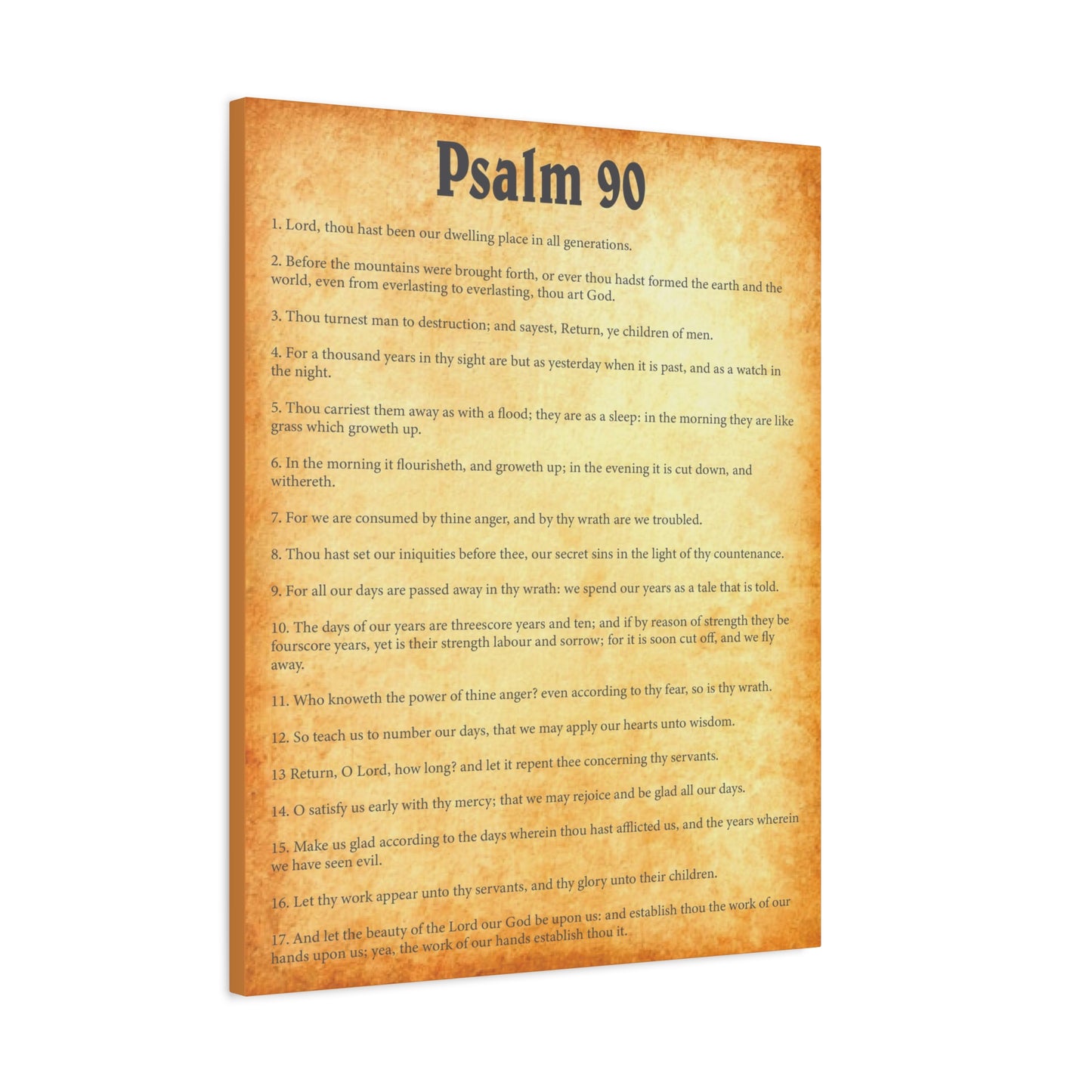 Scripture Walls Psalm 90 Gold Bible Chapter Canvas Christian Wall Art Ready to Hang Unframed