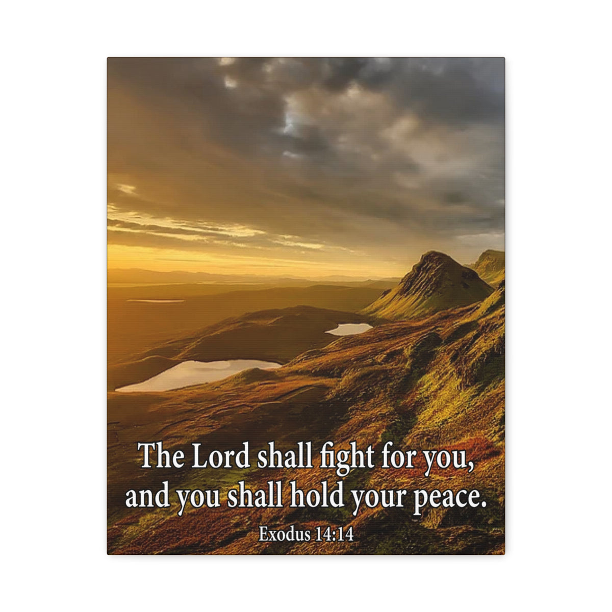 Scripture Canvas The Lord Shall Fight For You Romans 8:31 Christian Wall Art Bible Verse Print Ready to Hang
