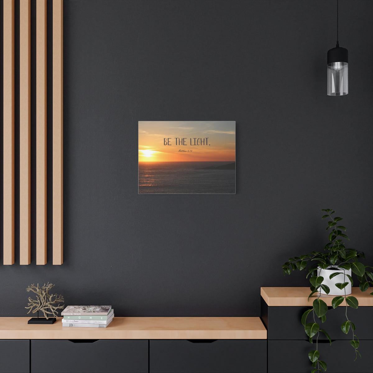 Scripture Canvas The Light Matthew 5:14 Christian Wall Art Bible Verse Print Ready to Hang