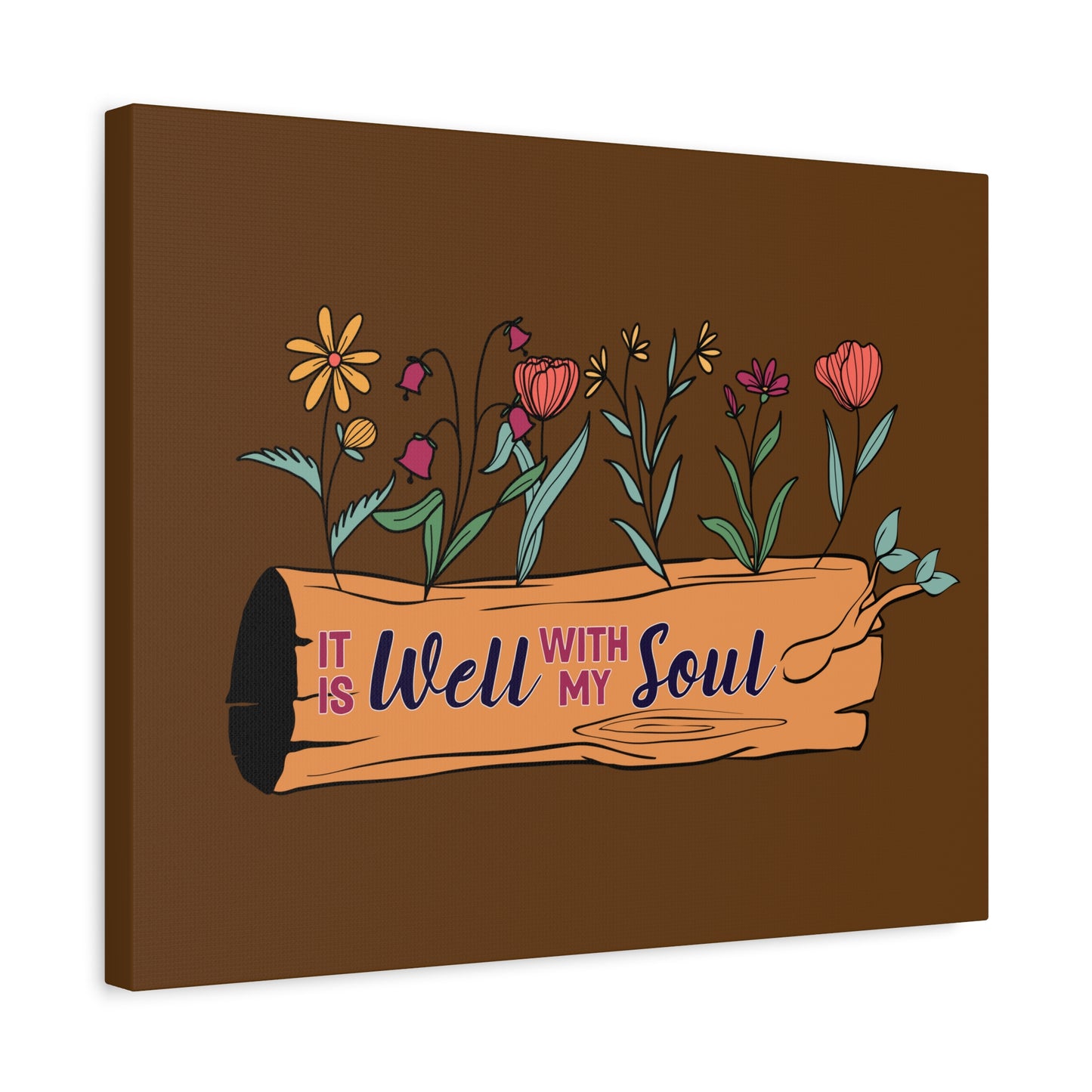 Scripture Canvas With My Soul Flower Psalm 42:7 Christian Wall Art Bible Verse Print Ready to Hang