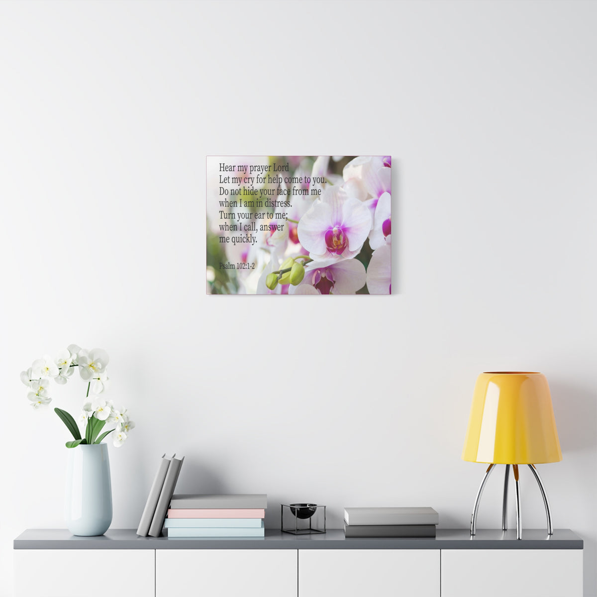 Scripture Canvas Hear My Prayer Lord Psalm 102:1-2 Christian Wall Art Bible Verse Print Ready to Hang