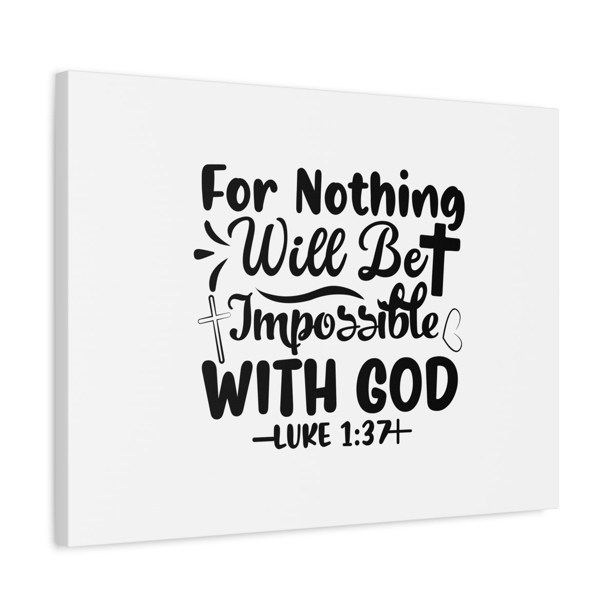 Scripture Canvas Nothing Impossible Black Luke 1:37 Christian Wall Art Bible Verse Print Ready to Hang