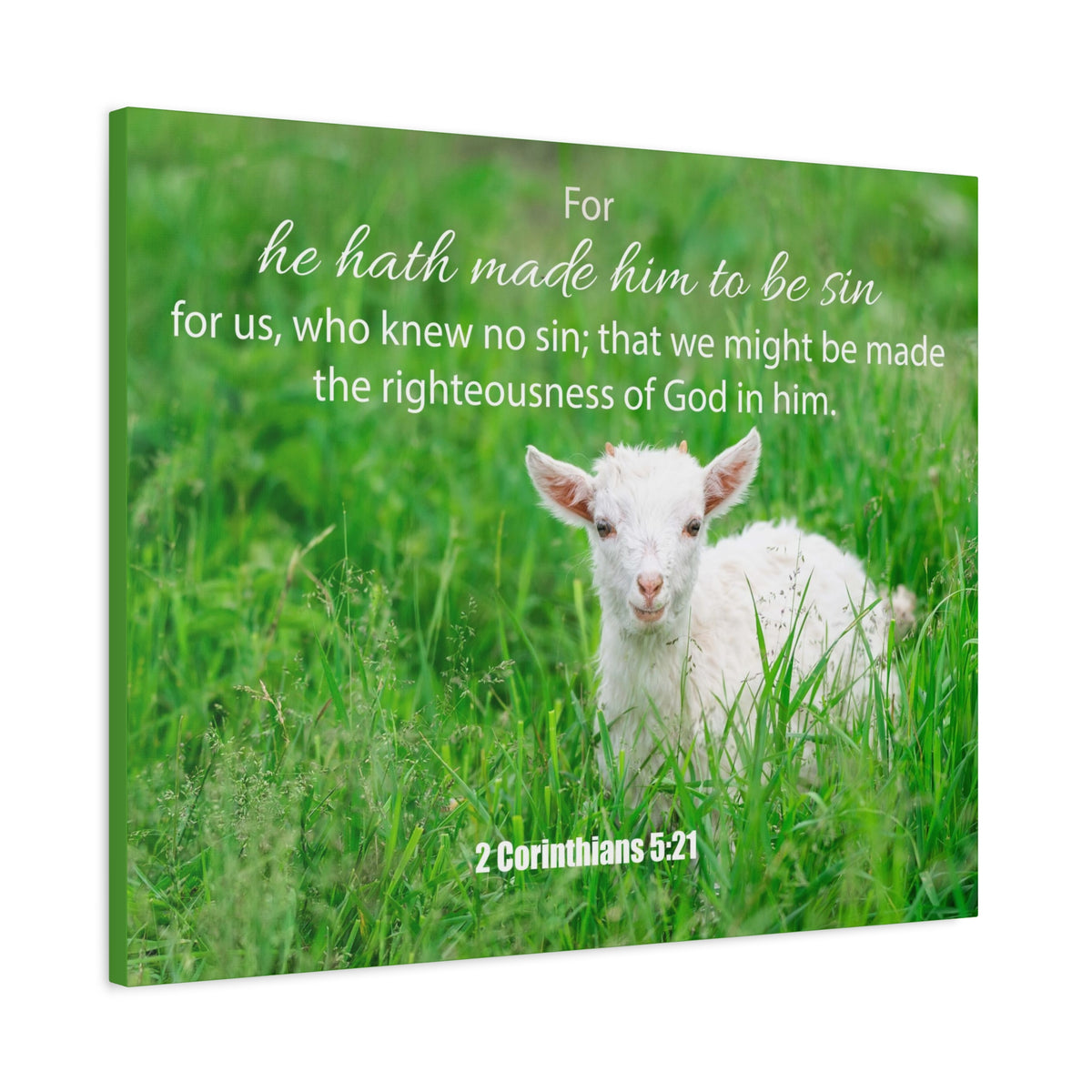 Scripture Canvas God in Him 2 Corinthians 5:21 Christian Wall Art Bible Verse Print Ready to Hang