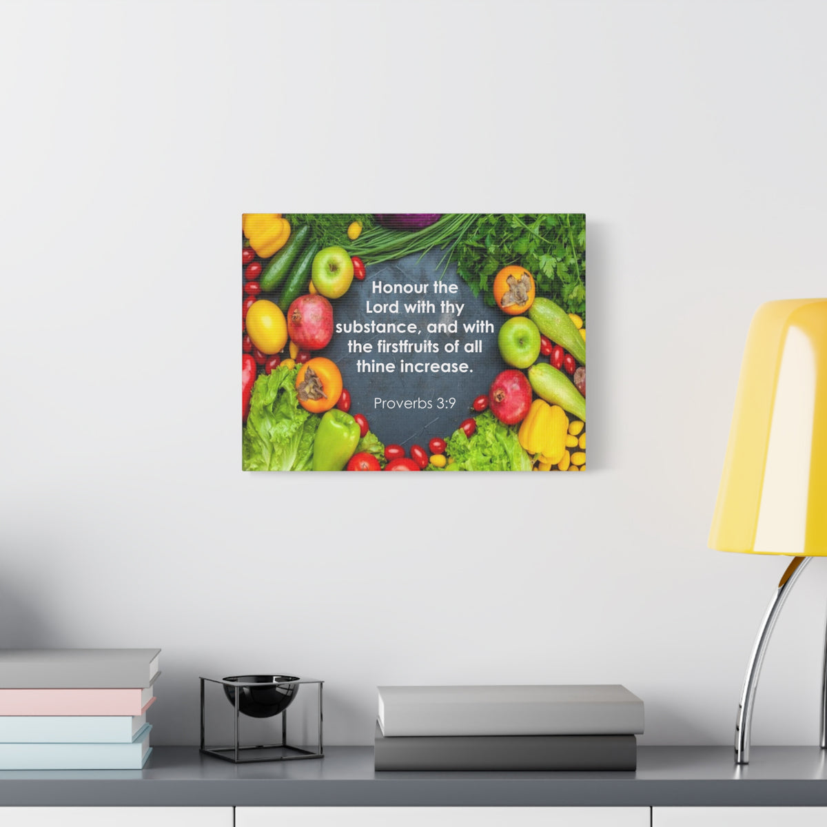 Scripture Canvas Firstfruits Proverbs 3:9 Wall Art Bible Verse Print Ready to Hang