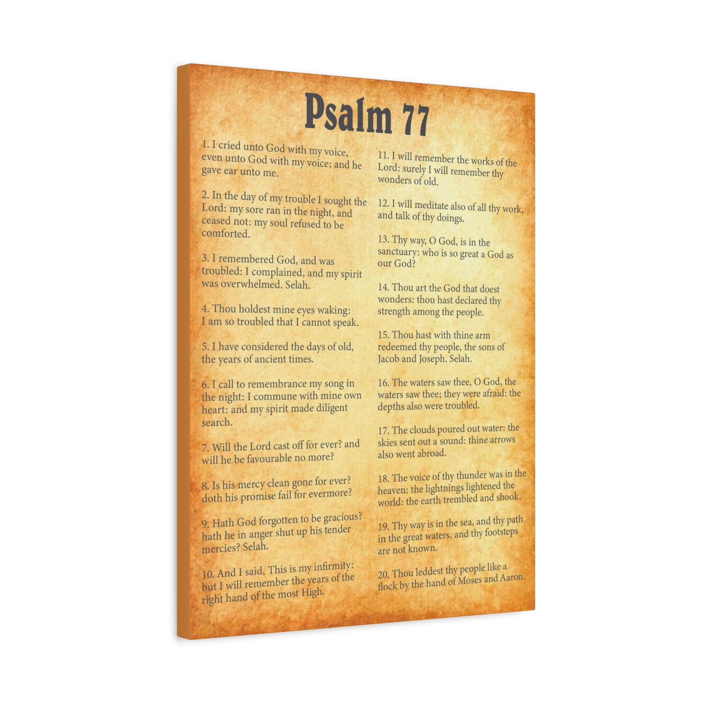 Scripture Walls Psalm 77 Gold Bible Chapter Canvas Christian Wall Art Ready to Hang