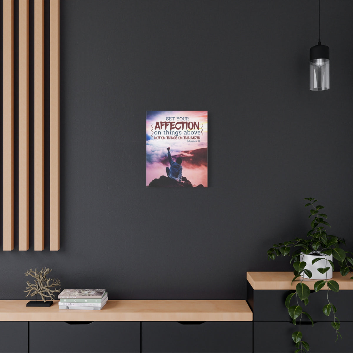 Scripture Canvas Set Your Affection Colossians 3:2 Christian Wall Art Bible Verse Print Ready to Hang