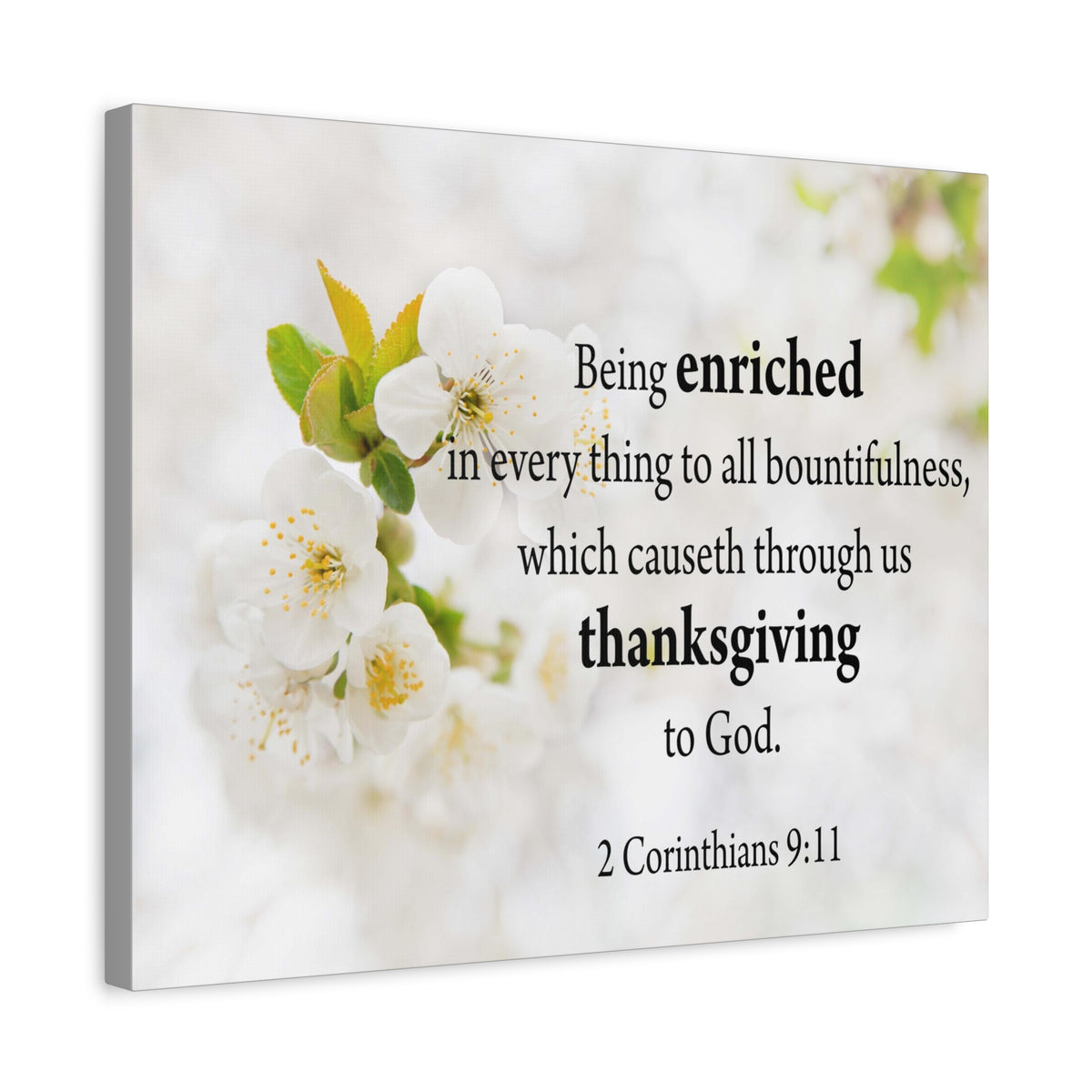 Scripture Canvas Thanksgiving to God 2 Corinthians 9:11 Christian Wall Art Bible Verse Print Ready to Hang
