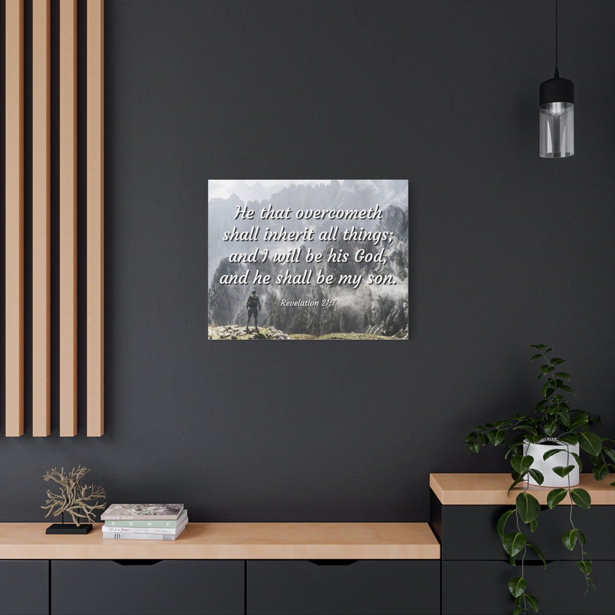 Scripture Canvas Inherit All Things Revelation 21:7 Christian Wall Art Bible Verse Print Ready to Hang