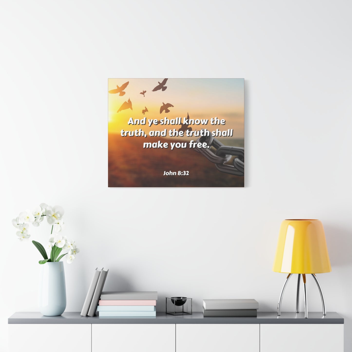 Scripture Canvas The Truth John 8:32 Christian Wall Art Bible Verse Print Ready to Hang
