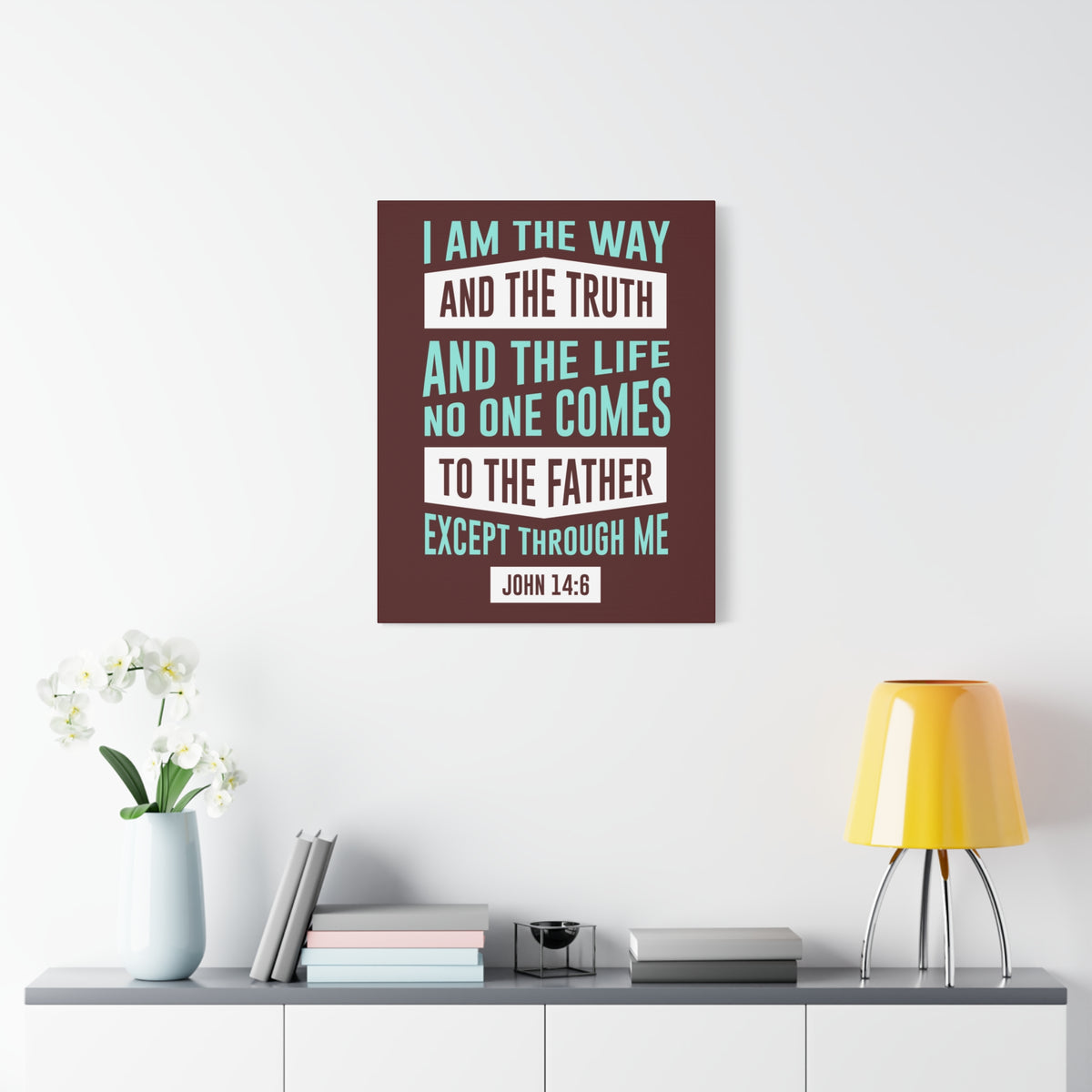 Scripture Canvas The Way John 14:6 Christian Wall Art Bible Verse Print Ready to Hang