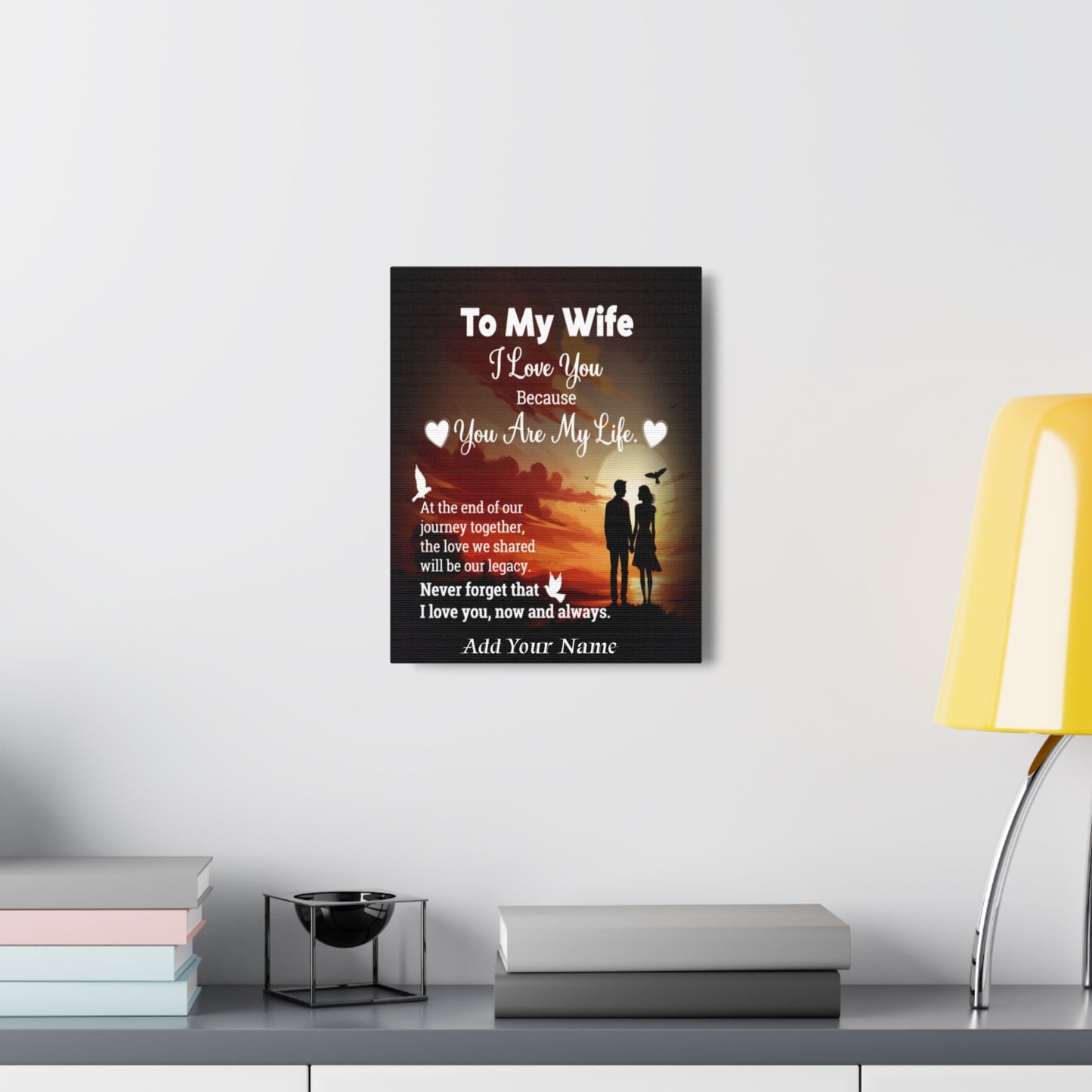 Personalized To My Wife Sunset Romance Canvas Wall Art - Heartfelt Gift of Love & Legacy