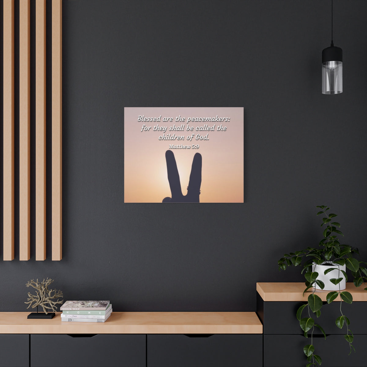 Scripture Canvas Peacemakers Matthew 5:9 Christian Wall Art Bible Verse Print Ready to Hang