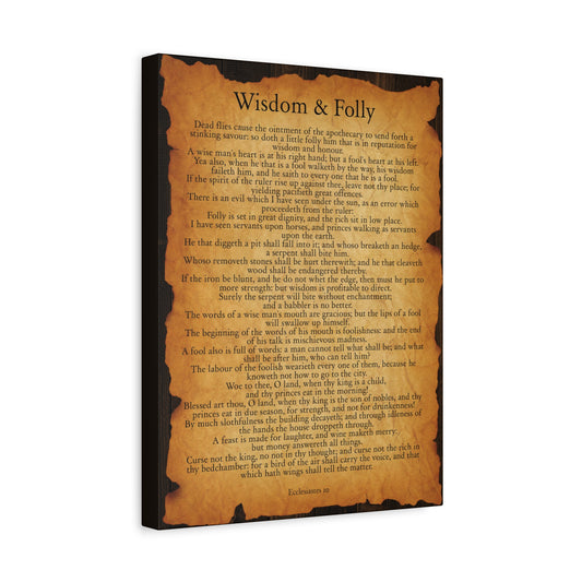Scripture Walls Wisdom & Folly Ecclesiastes 10 Gold Brown Bible Verse Canvas Christian Wall Art Ready to Hang