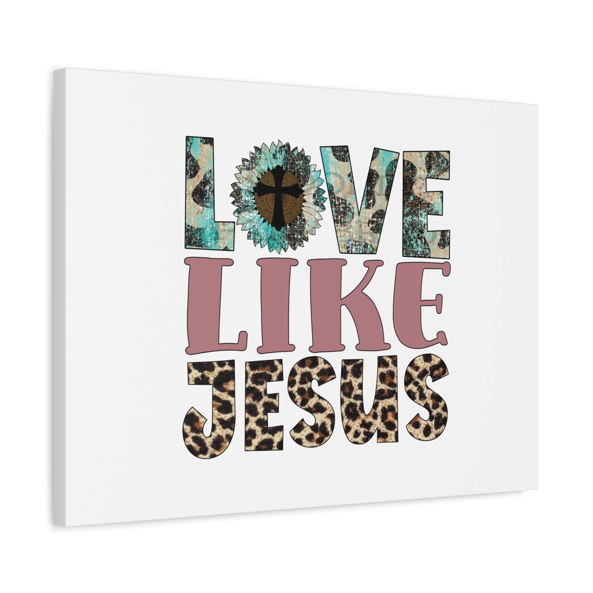 Scripture Canvas Love Like Jesus John 15:12 Blue Flower Christian Wall Art Bible Verse Print Ready to Hang