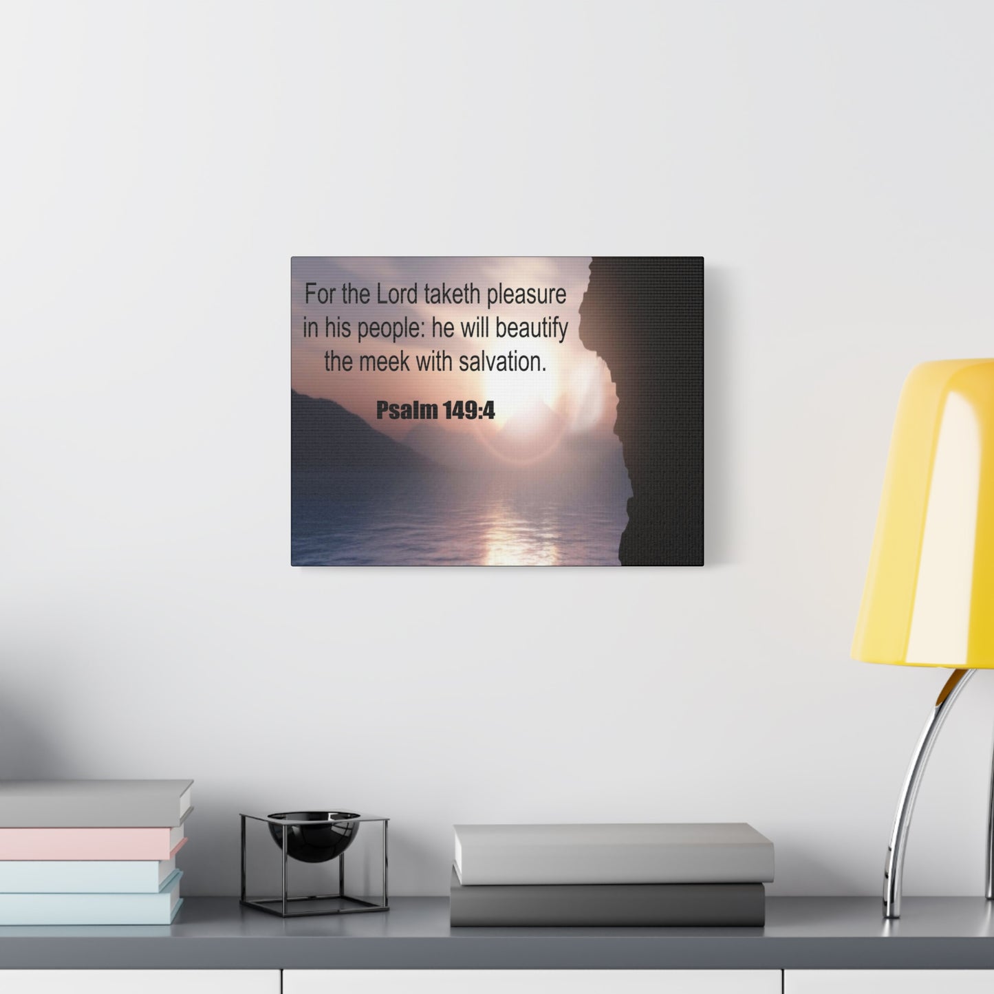 Scripture Canvas Beutify the Meek Psalm 149:4 Christian Wall Art Bible Verse Print Ready to Hang