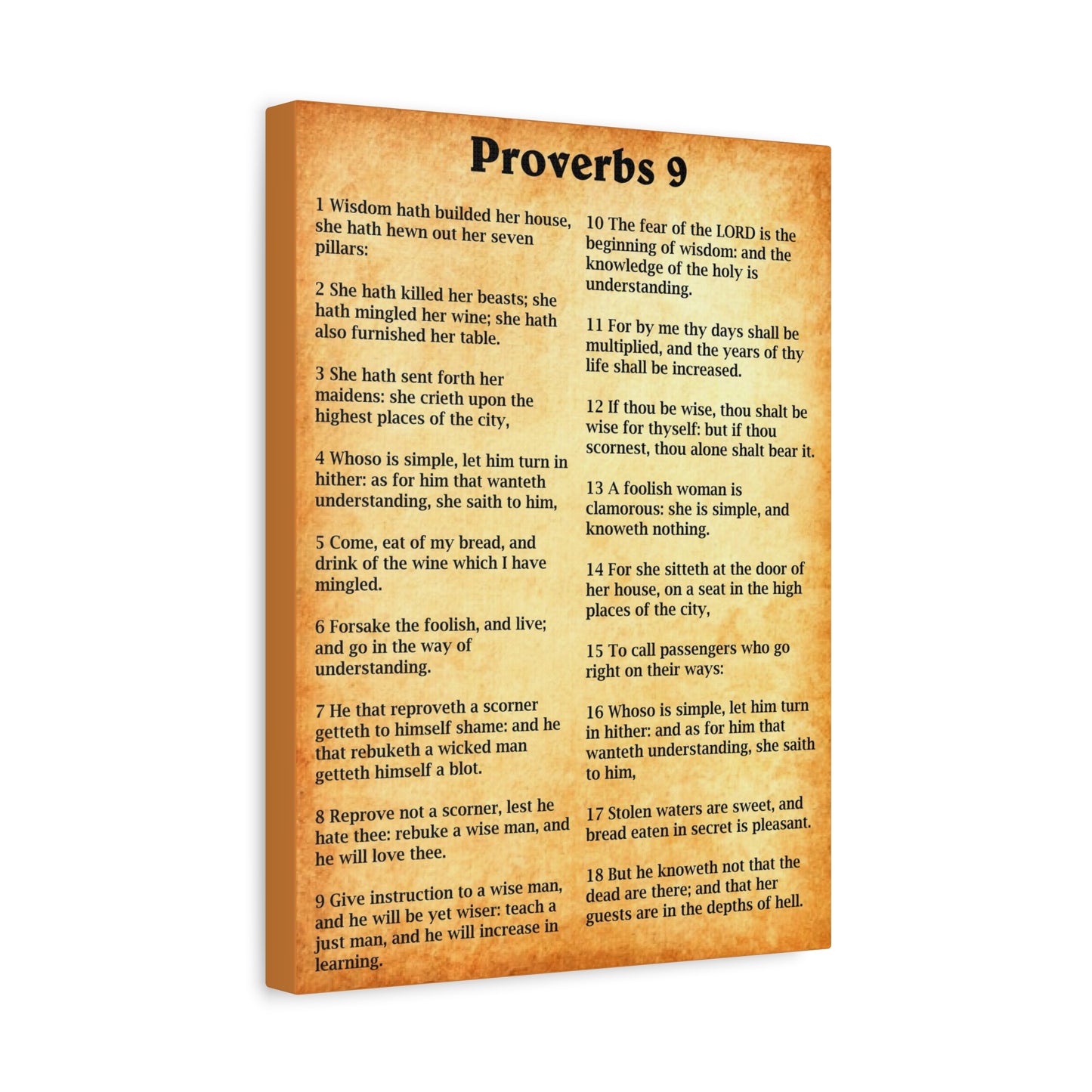 Scripture Walls Proverbs Chapter 9 Gold Bible Canvas Christian Wall Art Ready to Hang Unframed