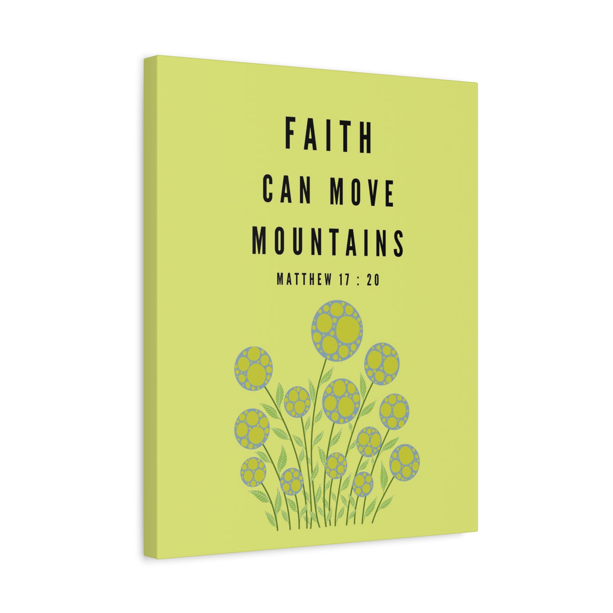 Scripture Canvas Faith Can Move Mountains Matthew 17:20 Christian Wall Art Bible Verse Print Ready to Hang