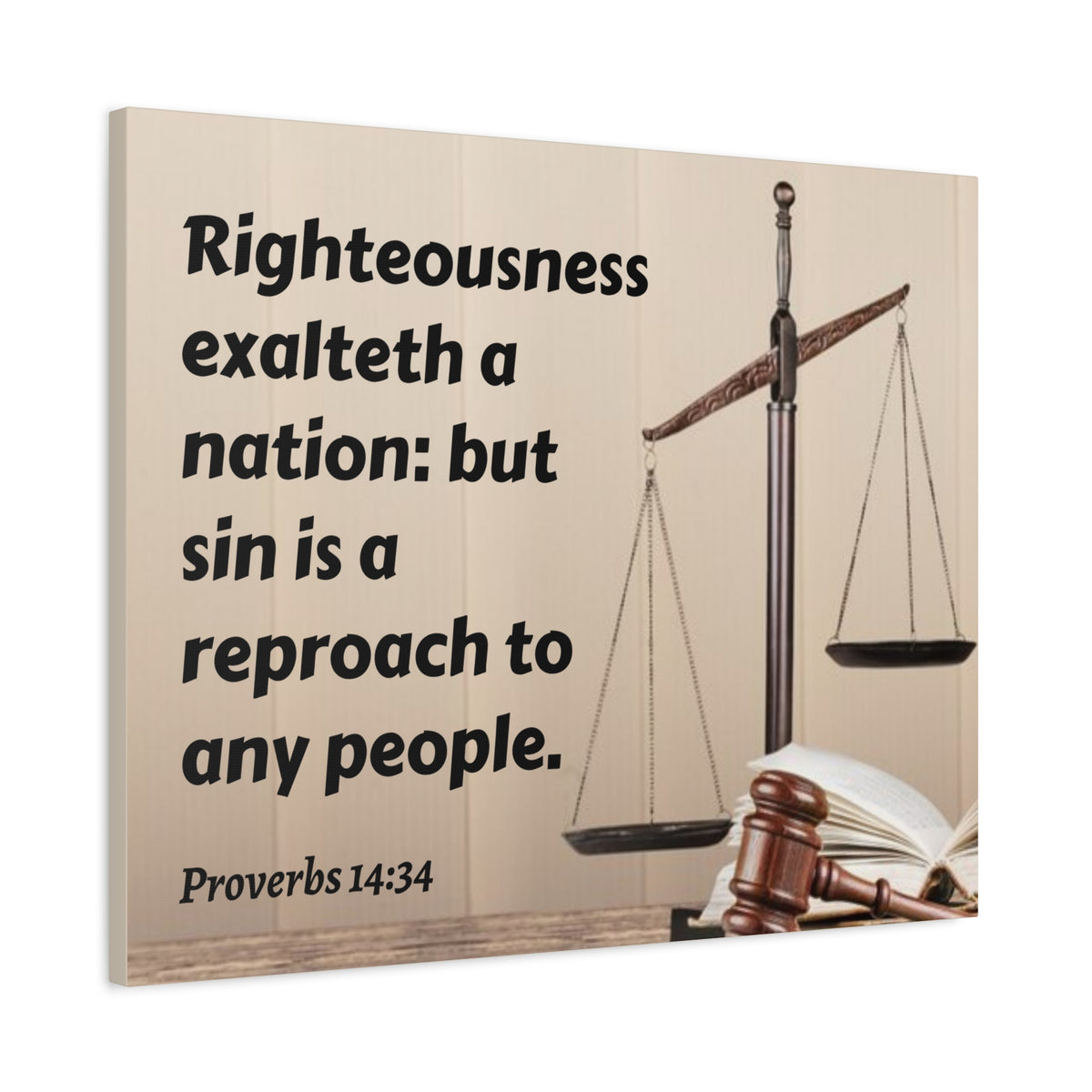 Scripture Canvas Righteousness Proverbs 14:34 Christian Wall Art Bible Verse Print Ready to Hang