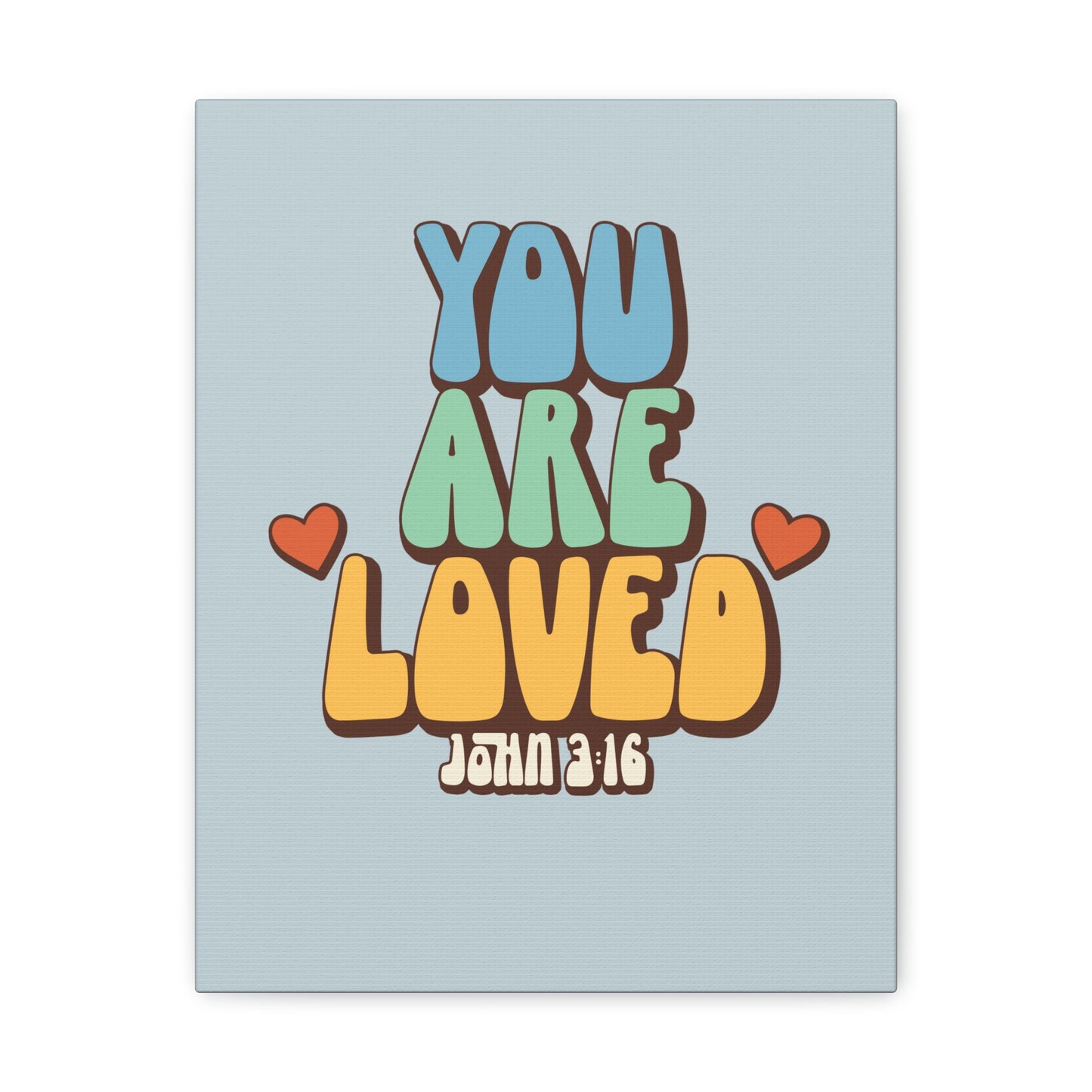 You Are Loved John 3:16 Light Blue Bible Verse Canvas Christian Wall Art Ready to Hang