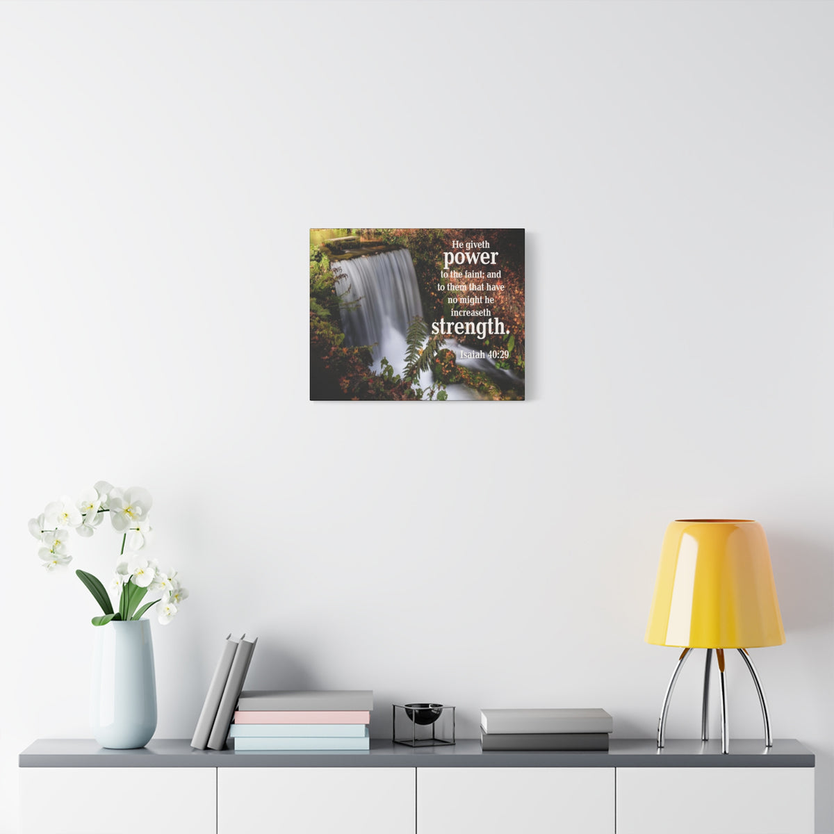 Scripture Canvas He Giveth Power and Strength Isaiah 40:29 Christian Wall Art Bible Verse Print Ready to Hang