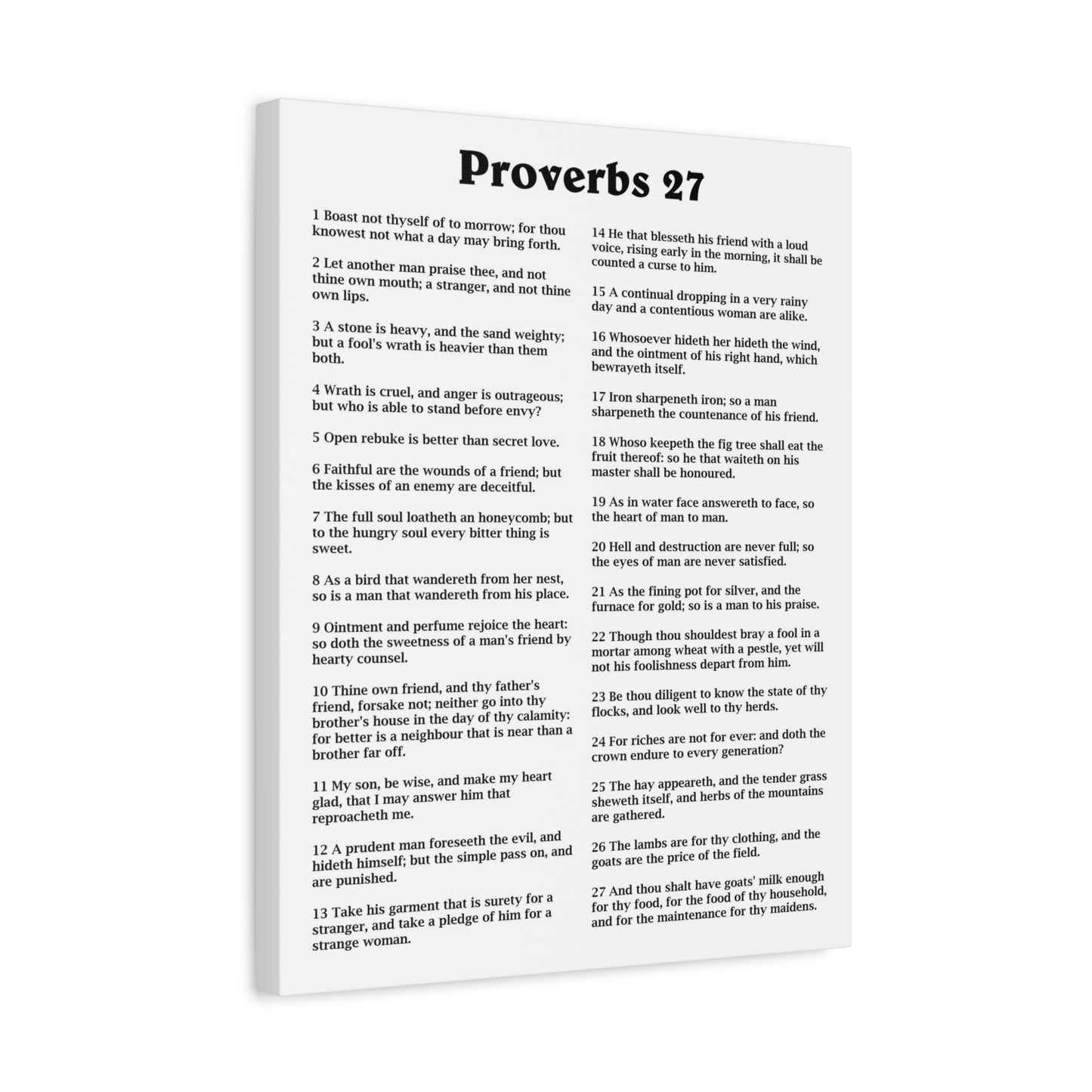 Scripture Walls Proverbs Chapter 27 White Bible Canvas Christian Wall Art Ready to Hang Unframed