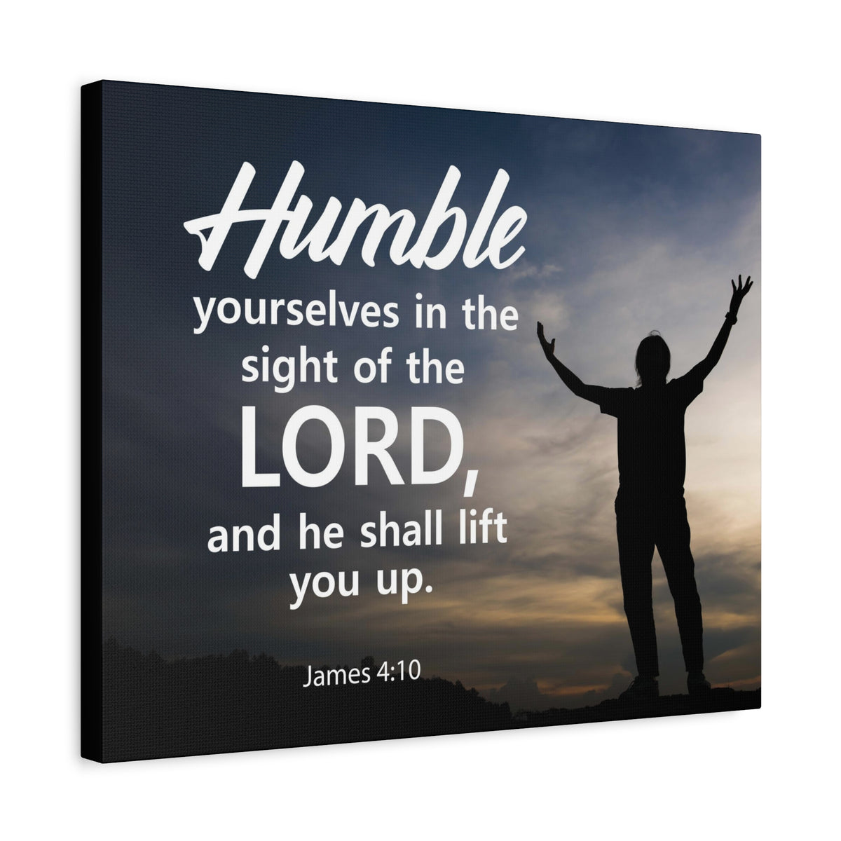 Scripture Canvas Humble Yourselves in The Lord James 4:10 Christian Wall Art Bible Verse Print Ready to Hang