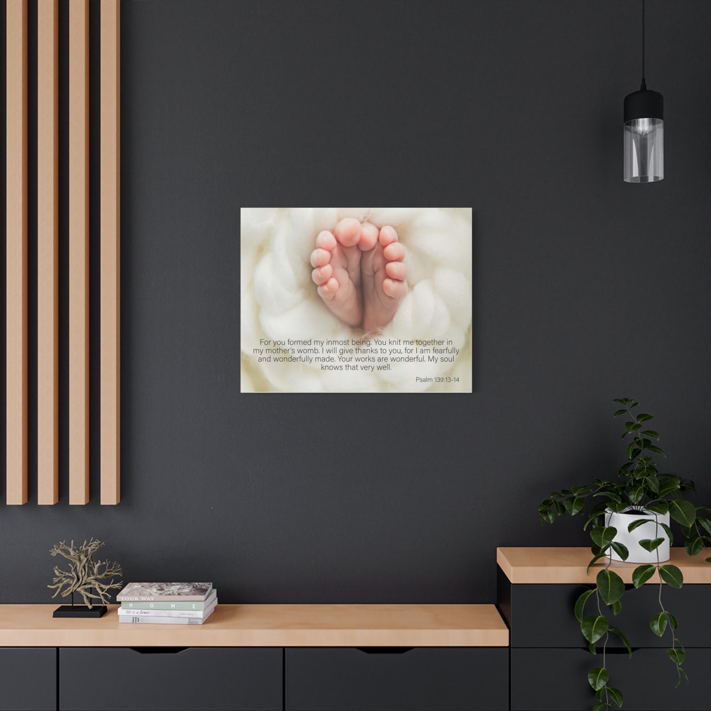 Bible Verse Canvas Fearfully and Wonderfully Made Psalm 139:13-14 WEB Wall Art Christian Home Decor