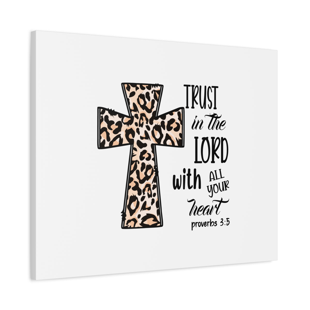 Scripture Canvas Trust In The Lord Proverbs 3:5 Leopard Pattern Christian Wall Art Bible Verse Print Ready to Hang