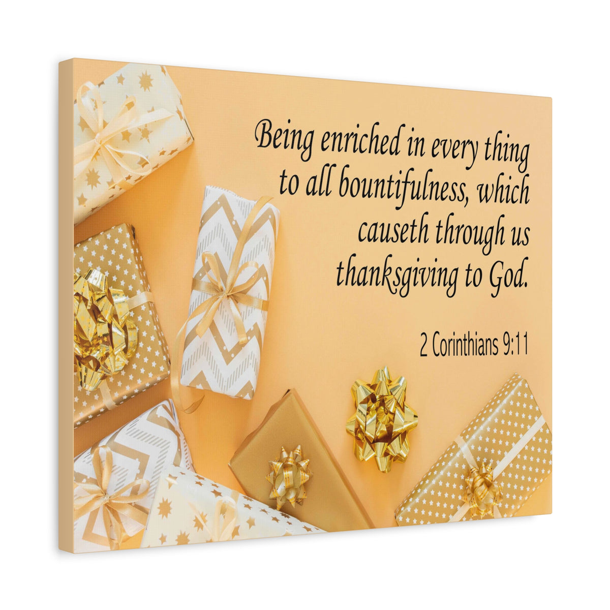 Scripture Canvas Thanksgiving to God 2 Corinthians 9:11 Christian Wall Art Bible Verse Print Ready to Hang