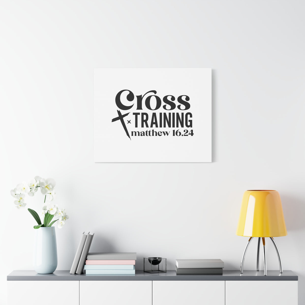 Scripture Canvas Cross Training Matthew 16:24 Christian Wall Art Bible Verse Print Ready to Hang