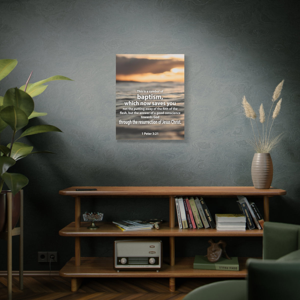 Scripture Canvas Baptism 1 Peter 3:21 Christian Wall Art Bible Verse Print Ready to Hang