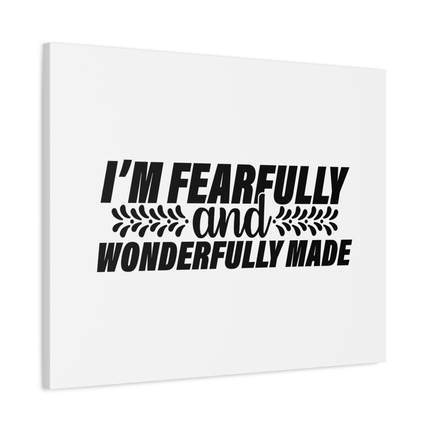 Scripture Canvas Wonderfully Made Psalm 139:14 White Christian Wall Art Bible Verse Print Ready to Hang