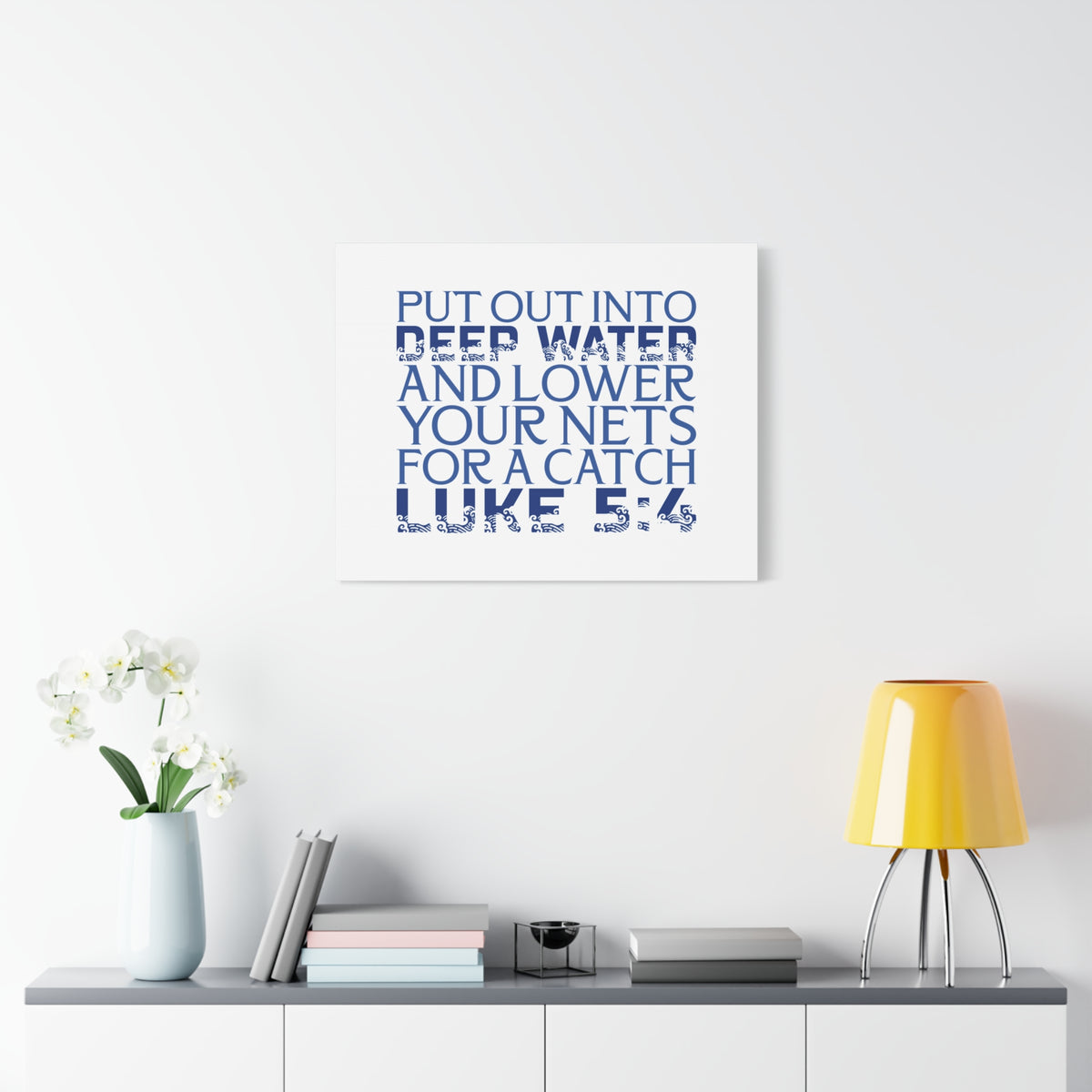 Scripture Walls Into Deep Water Luke 5:4 Waves Bible Verse Canvas Christian Wall Art Ready to Hang