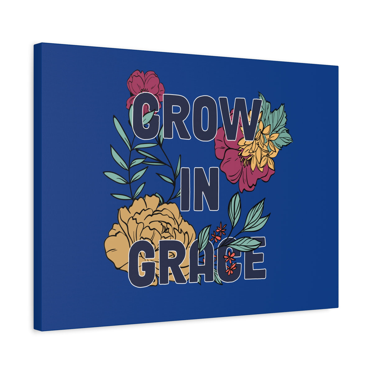Scripture Canvas Grow In Grace 2 Peter 3:18 Yellow Flower Christian Wall Art Bible Verse Print Ready to Hang