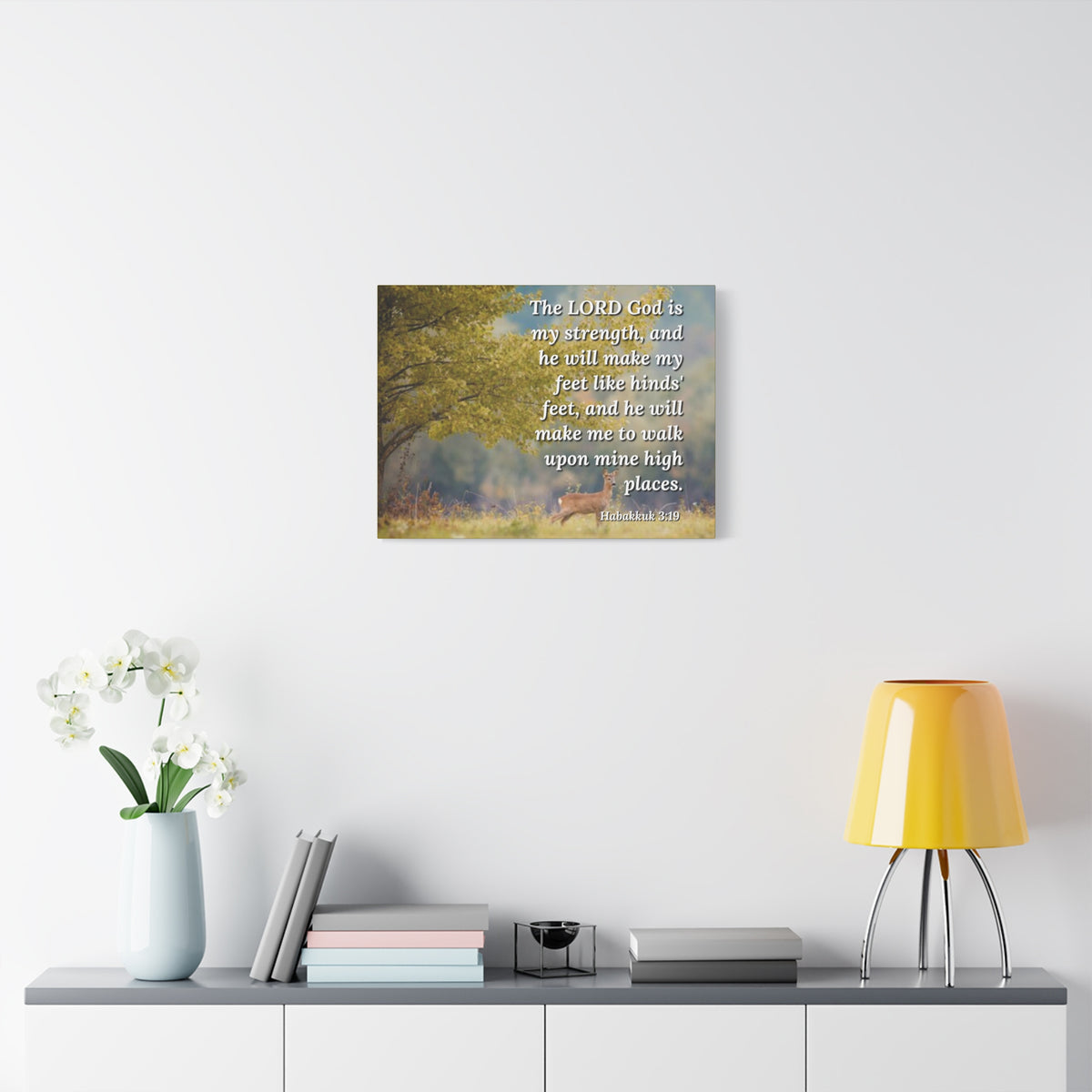Scripture Canvas My Strength Habakkuk 3:19 Christian Wall Art Bible Verse Print Ready to Hang