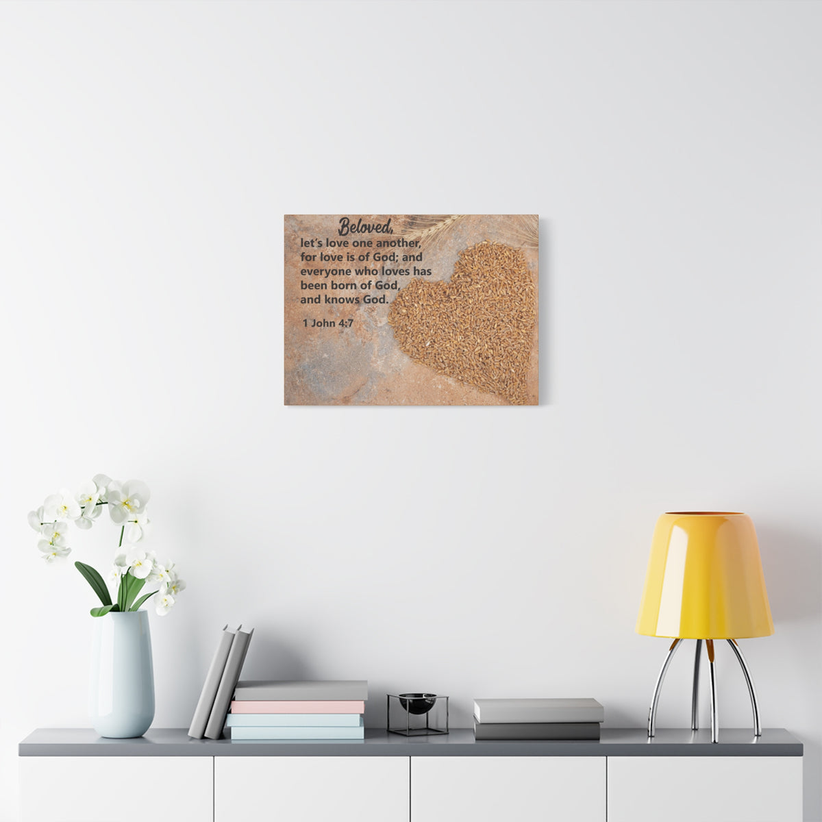 Scripture Canvas Let's Love One Another 1 John 4:7 Christian Wall Art Bible Verse Print Ready to Hang
