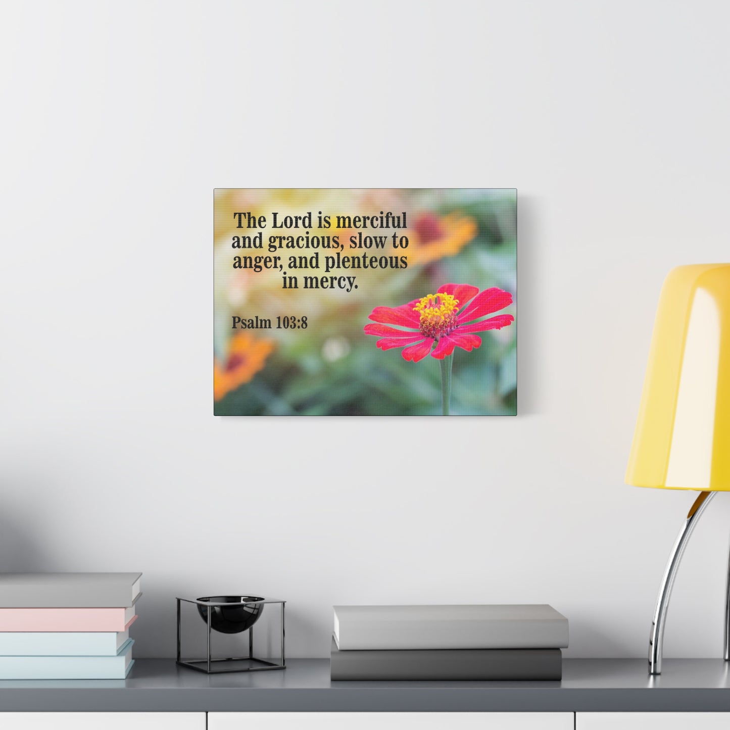 Scripture Canvas The Lord is Merciful and Gracious Psalm 103:8 Christian Wall Art Bible Verse Print Ready to Hang