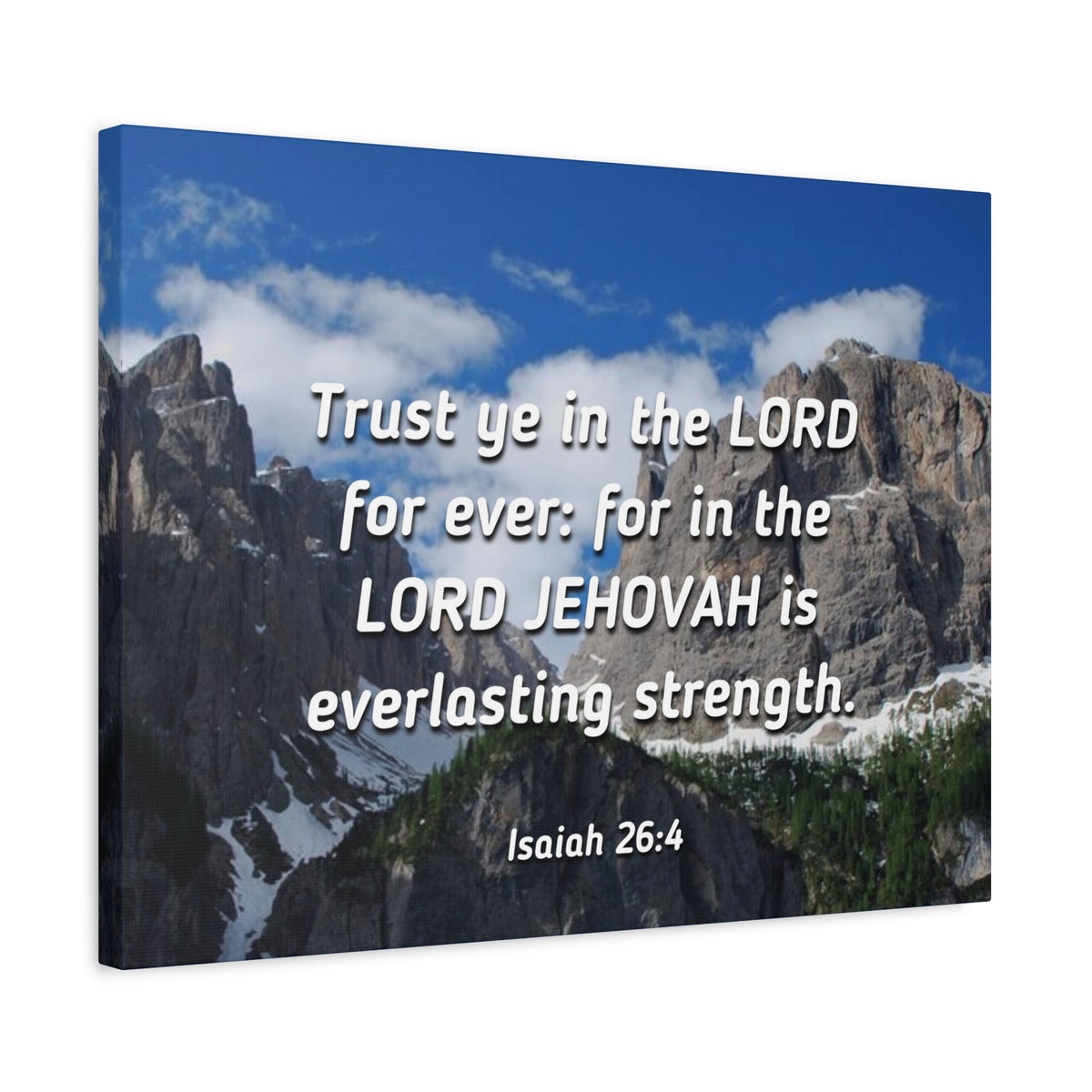 Scripture Canvas Everlasting Strength Isaiah 26:4 Christian Wall Art Bible Verse Print Ready to Hang