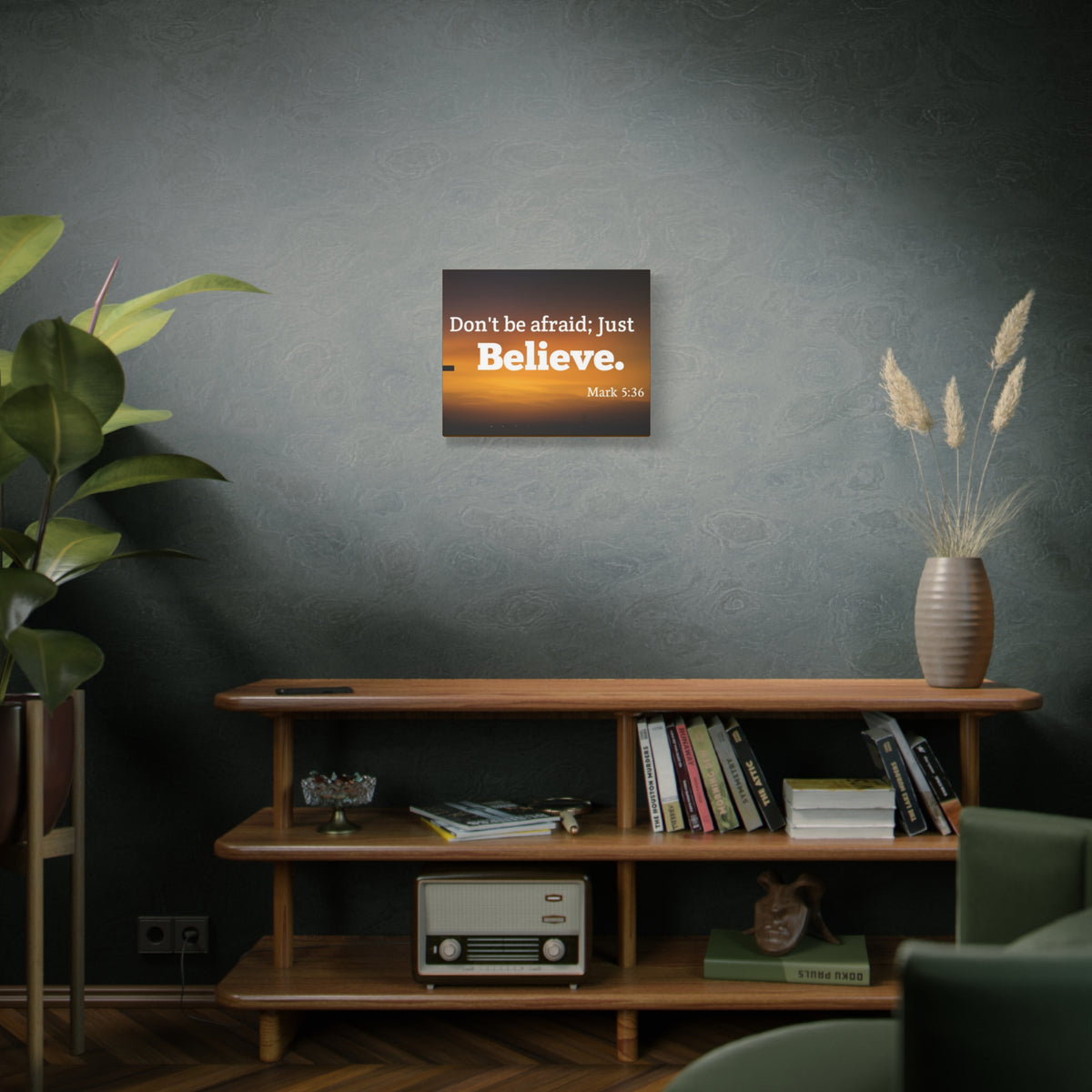 Scripture Canvas Believe Mark 5:36 Christian Wall Art Bible Verse Print Ready to Hang