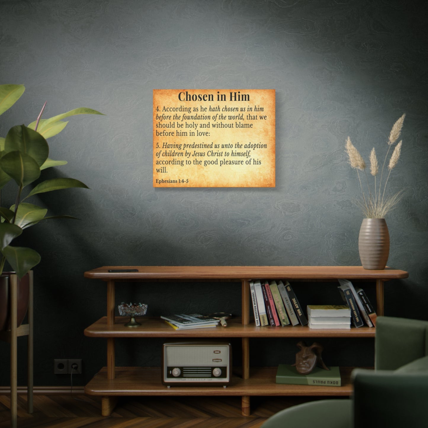 Scripture Walls Ephesians 1:4-5 Chosen in Christ Gold Bible Verse Canvas Christian Wall Art Ready to Hang Unframed