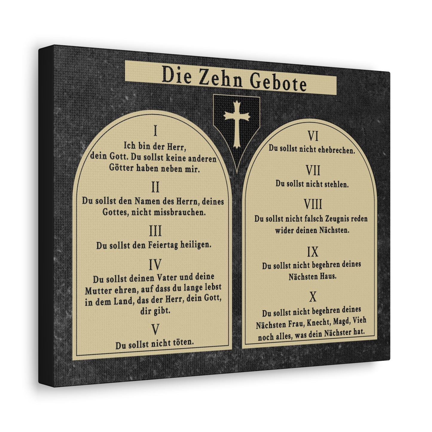 Scripture Walls Die Zehn Gebote Ten Commandments Tablets German Bible Verse Canvas Christian Wall Art Ready to Hang Unframed