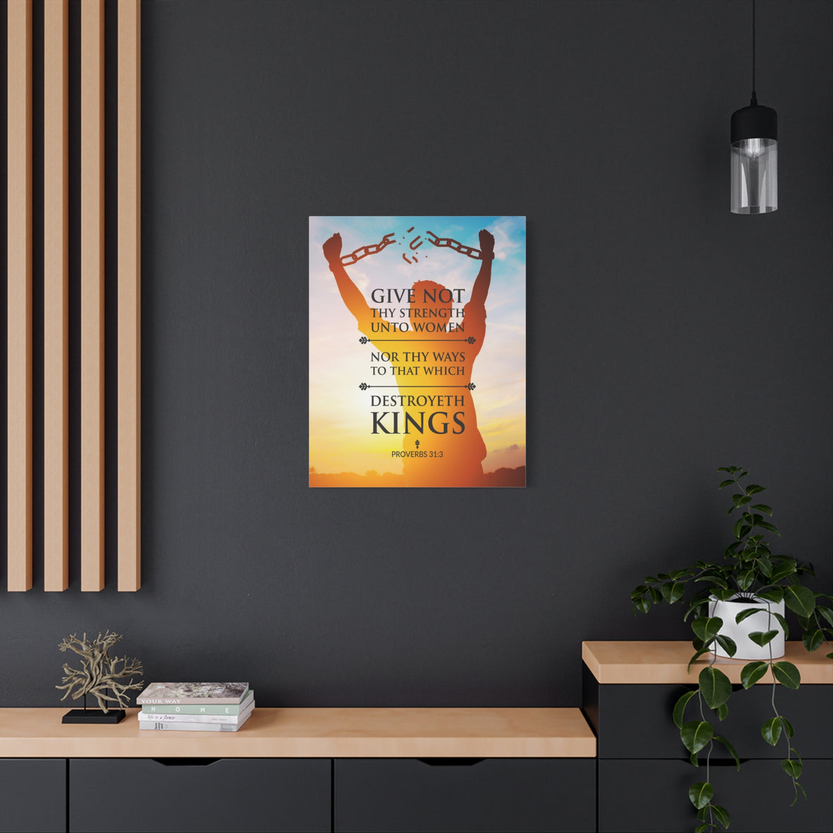 Scripture Canvas Destroyeth Kings Proverbs 31:3 Christian Wall Art Bible Verse Print Ready to Hang